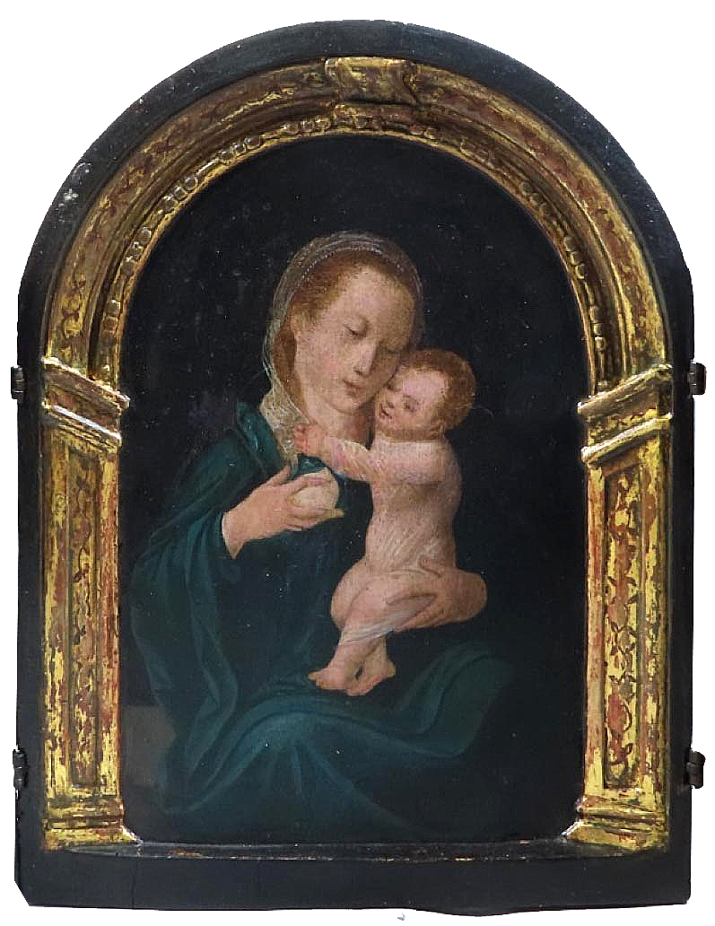 Virgen de la leche con San Jerónimo y San Francisco Tríptico en madera. Compra venta de pintura