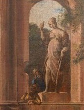 Capricho o “Capriccio” con ruinas clásicas Óleo sobre lienzo, Capricho con ruinas clásicas