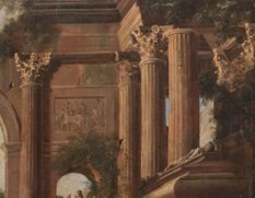 Capricho o “Capriccio” con ruinas clásicas Óleo sobre lienzo, Capricho con ruinas clásicas